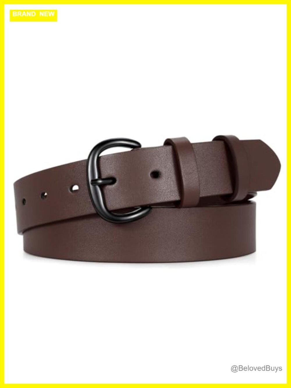 Women Faux Leather Belt with Gold Buckle Casual Waist Belt for Jeans Pants